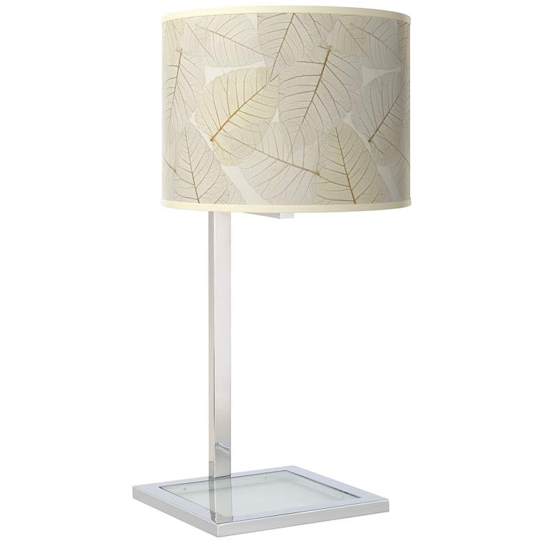 Image 1 Fall Leaves Glass Inset Table Lamp