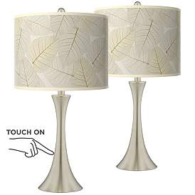 Image1 of Fall Leaves Trish Brushed Nickel Touch Table Lamps Set of 2