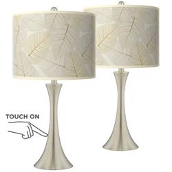 Fall Leaves Trish Brushed Nickel Touch Table Lamps Set of 2