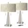 Fall Leaves Vicki Brushed Nickel USB Table Lamps Set of 2