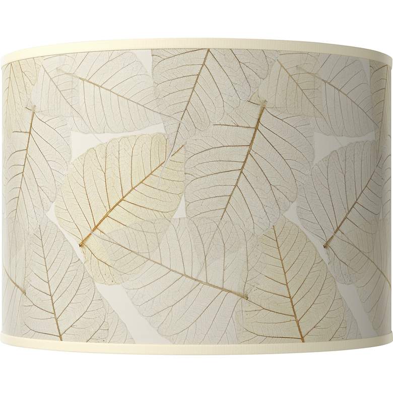 Image 1 Fall Leaves White Giclee Drum Lamp Shade 15.5x15.5x11 (Spider)