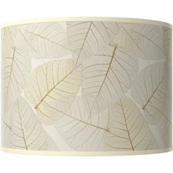 Fall Leaves White Giclee Drum Lamp Shade 15.5x15.5x11 (Spider)