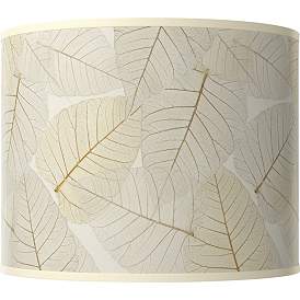 Image1 of Fall Leaves White Giclee Round Drum Lamp Shade 14x14x11 (Spider)