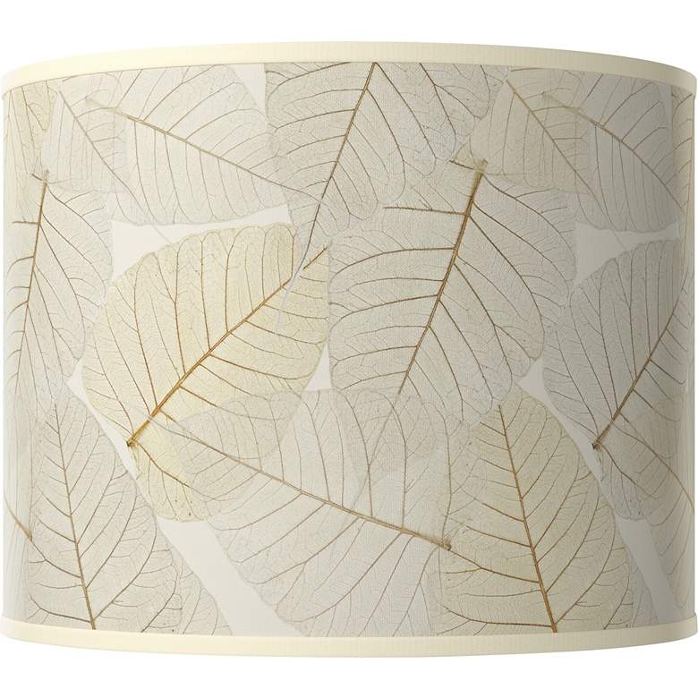 Image 1 Fall Leaves White Giclee Round Drum Lamp Shade 14x14x11 (Spider)