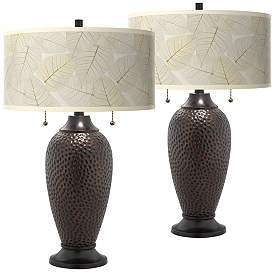 Image1 of Fall Leaves Zoey Hammered Oil-Rubbed Bronze Table Lamps Set of 2