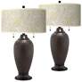 Fall Leaves Zoey Hammered Oil-Rubbed Bronze Table Lamps Set of 2