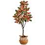 2_Fall Magnolia 60" High Artificial Tree with Hand-made Basket