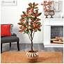 1_Fall Magnolia 60" High Artificial Tree with Hand-made Basket