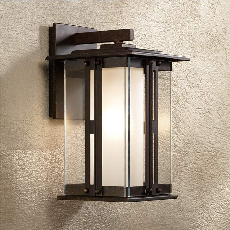Image 1 Fallbrook Collection 11 3/4 inch High Bronze Outdoor Wall Light