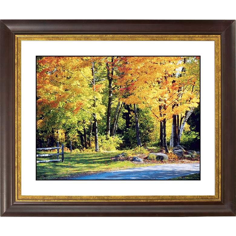 Image 1 Falling Leaves Gold Bronze Frame Giclee 20 inch Wide Wall Art