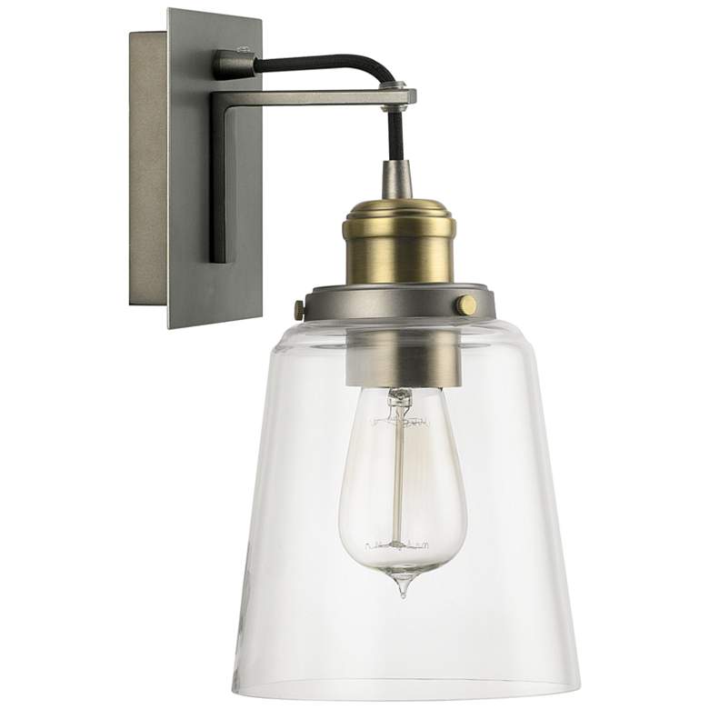 Image 1 Fallon 11 3/4" High Graphite and Aged Brass Wall Sconce