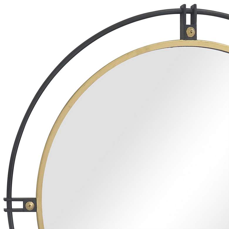Image 2 Fallon Black and Gold Metal 28 1/2" Round Wall Mirror more views