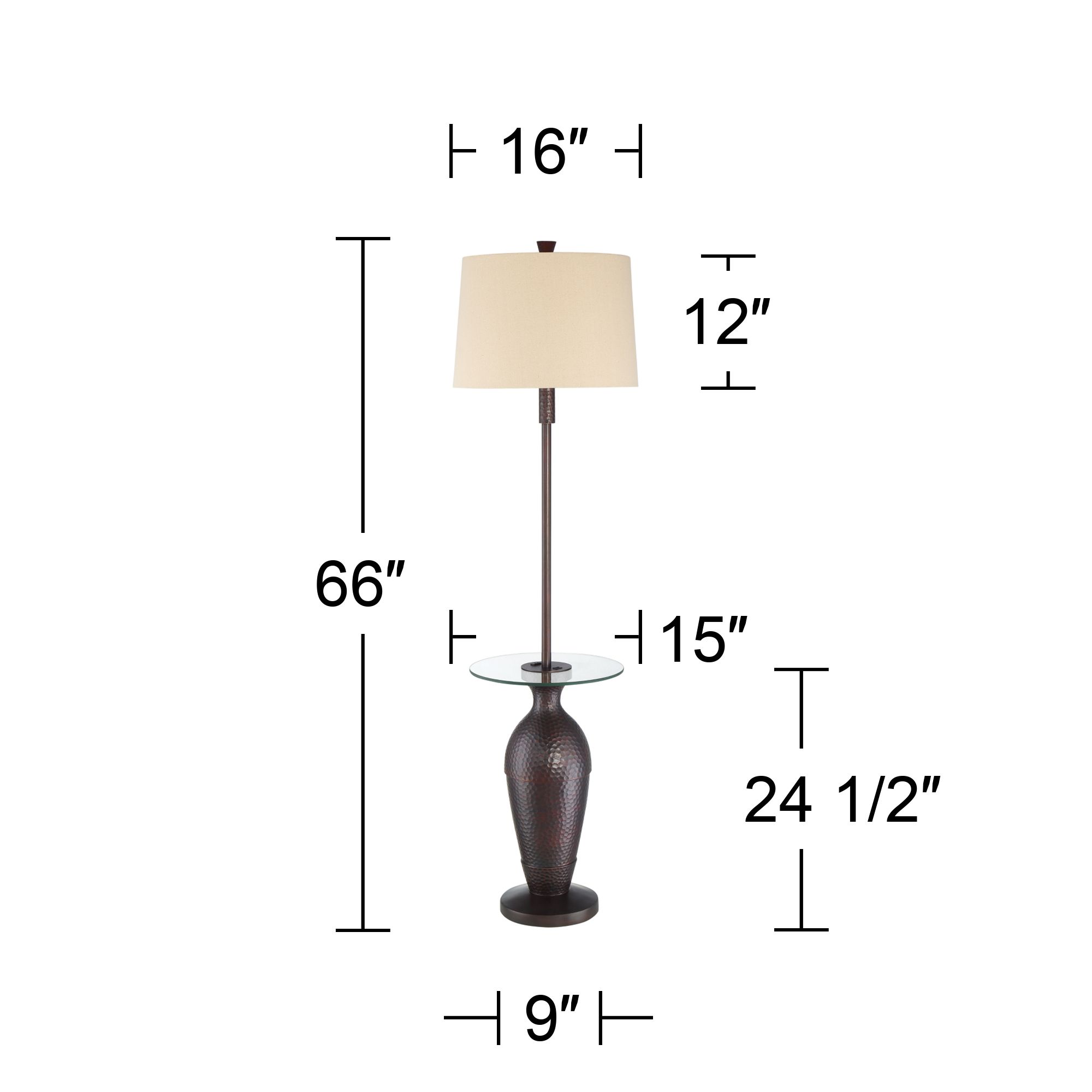 Fallon Bronze Finish Tray Table USB Floor Lamps - Set of 2