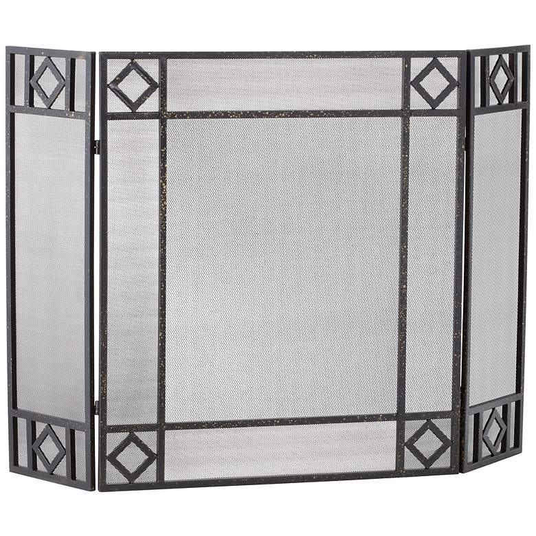 Image 1 Fallon Dark Silver 30 inch High Three Panel Fireplace Screen