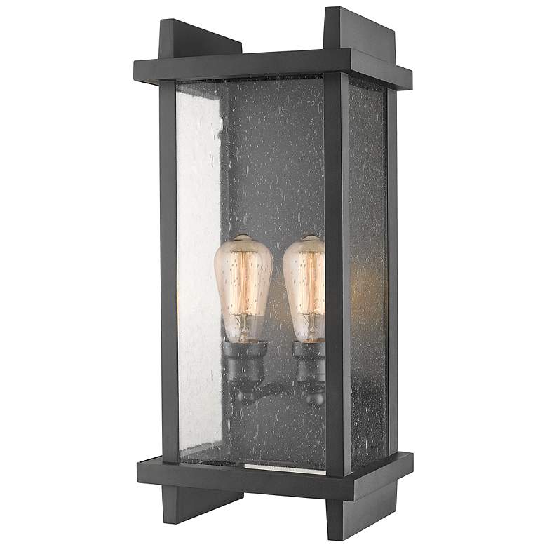 Image 1 Fallow 21 3/4" High Black Finish Seeded Glass Outdoor Wall Light
