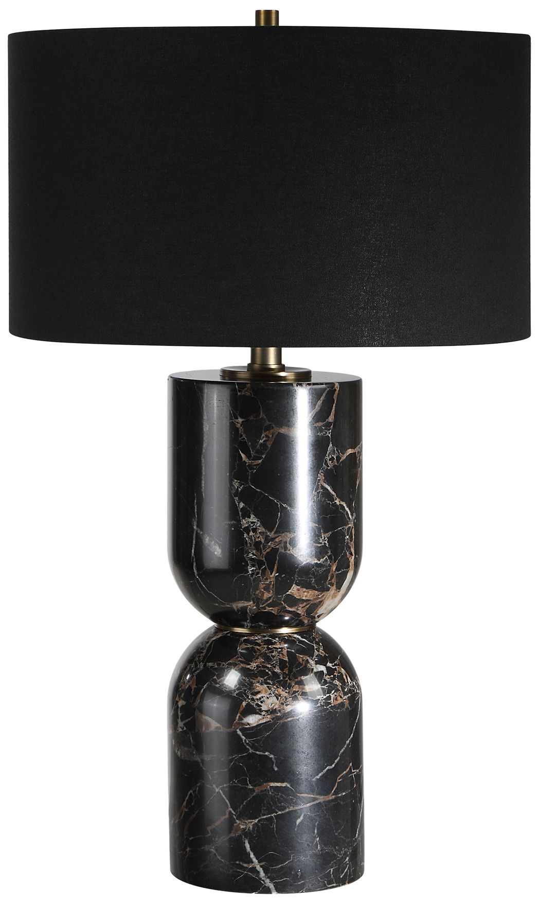 Image 3 Famar 37" Tall Black Marble Resin Table Lamp with Tapered Linen Shade more views
