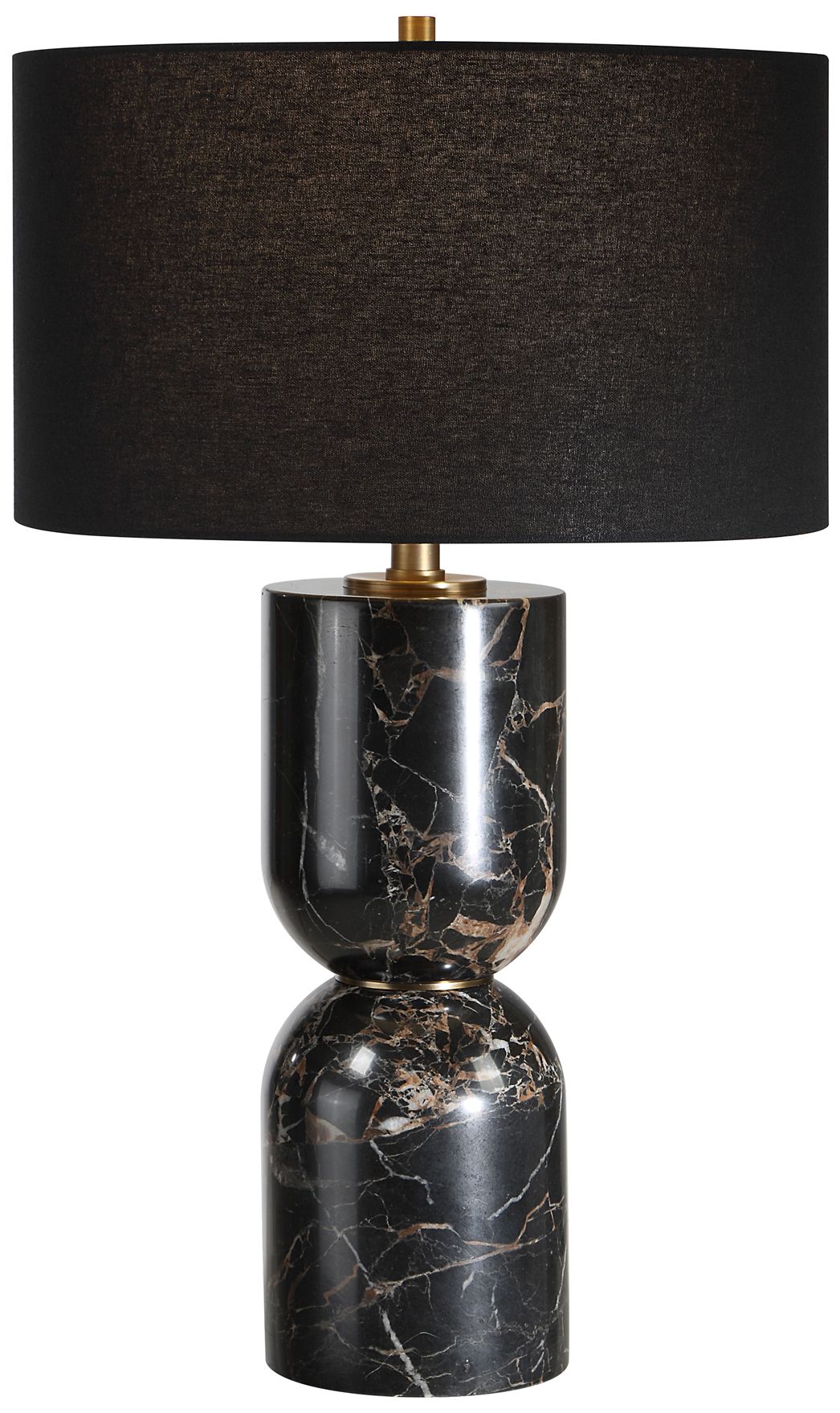 Image 4 Famar 37" Tall Black Marble Resin Table Lamp with Tapered Linen Shade more views