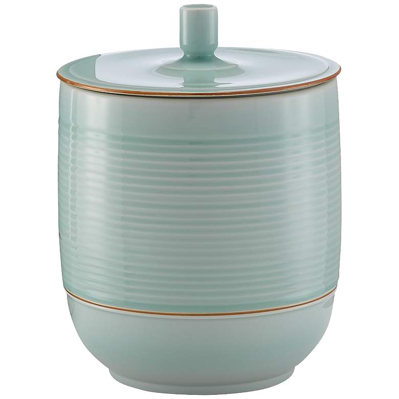 Image 1 Famen 12 3/4" High Misty Green Porcelain Decorative Jar
