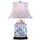 Famille Peacock and Roses 27" Scalloped Tea Jar Porcelain Table Lamp