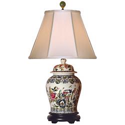 Famille Rose Garden 29" Traditional Temple Jar Porcelain Table Lamp