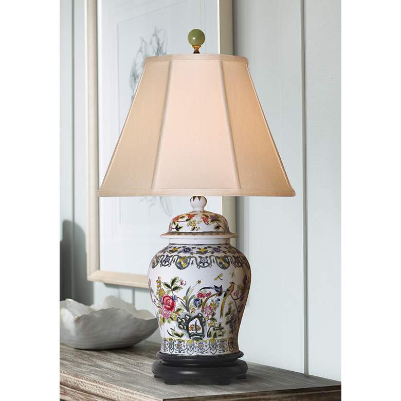 Image 1 Famille Rose Temple Jar Porcelain Table Lamp