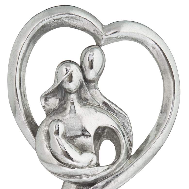 Image 2 Family Heart 11 1/2" High Glossy Silver Statue more views