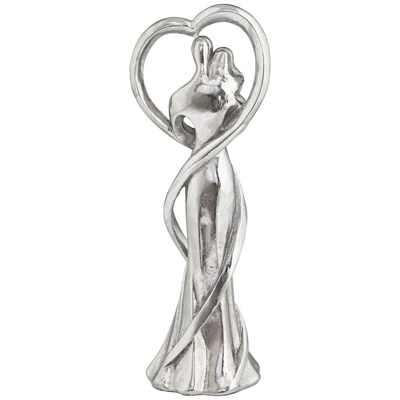Image 5 Family Heart 11 1/2" High Glossy Silver Statue more views