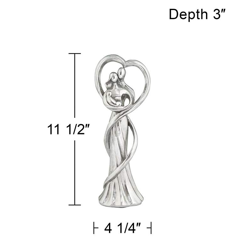 Image 6 Family Heart 11 1/2" High Glossy Silver Statue more views