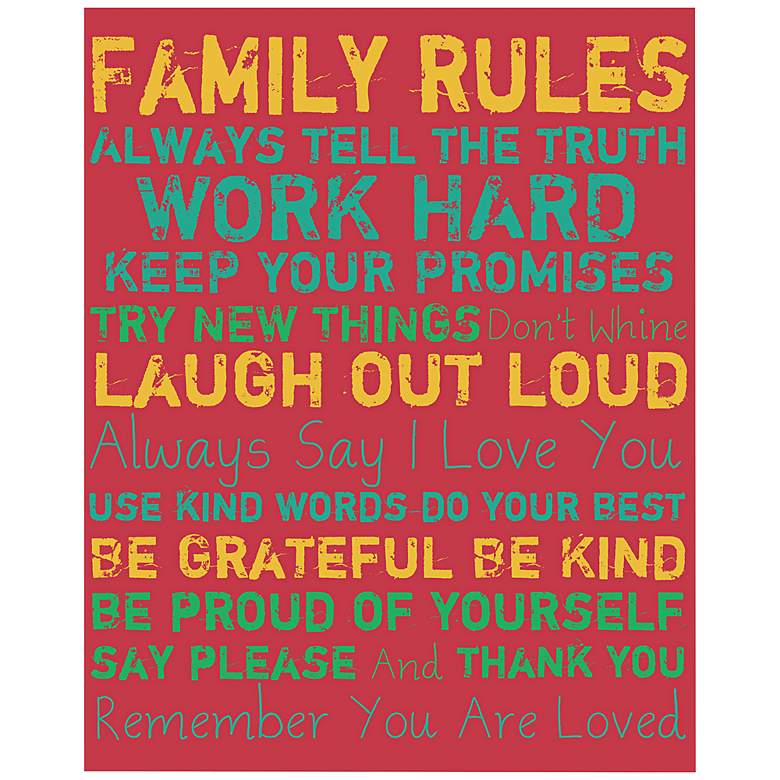 Image 1 Family Rules 20 inch High Colorful II Canvas Wall Art