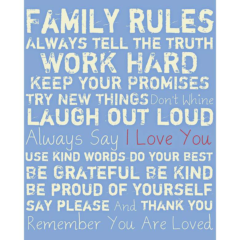 Image 1 Family Rules 40 inch High Giclee Canvas Wall Art