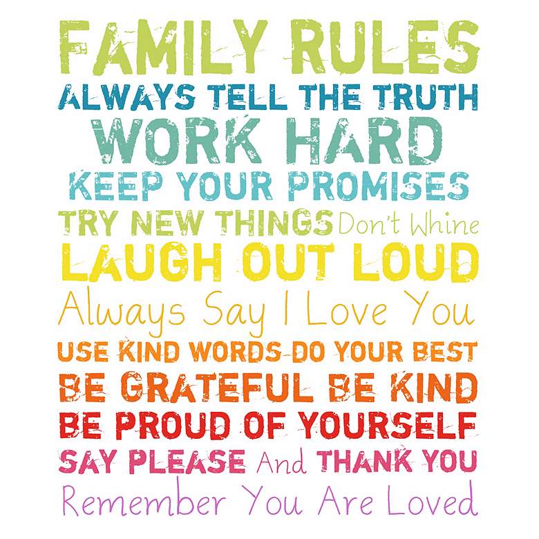 Image 1 Family Rules Multi-Color 20 inch High Motivational Wall Art
