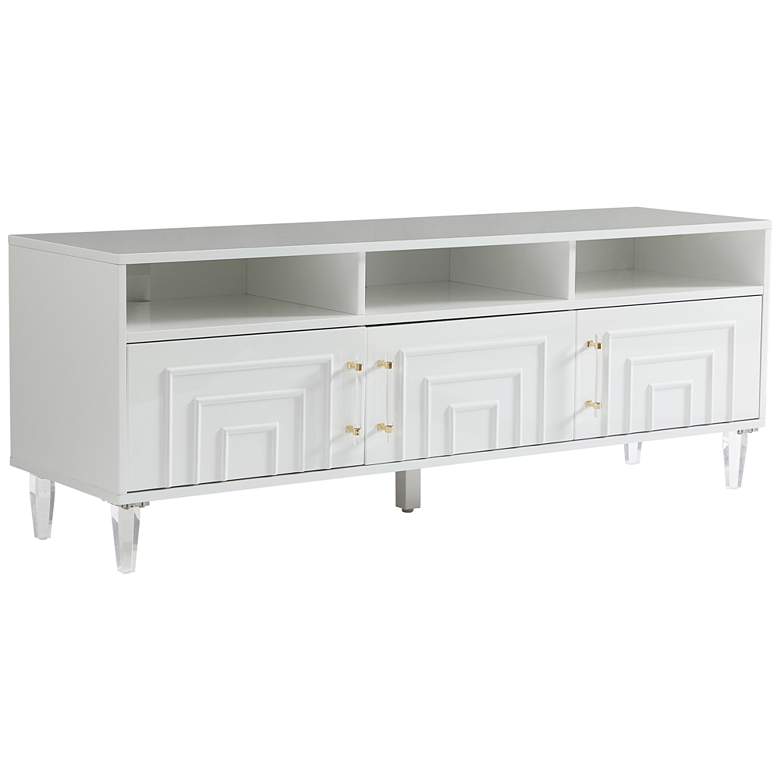 Image 1 Famke 65 inch Wide White Wood 3-Drawer Media Console