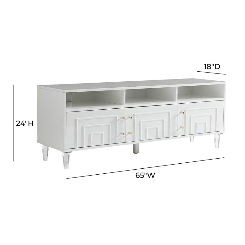 Image 7 Famke 65" Wide White Wood 3-Drawer Media Console more views