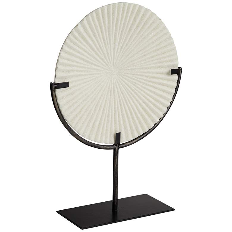 Image 1 Fan 15 3/4 inch High White and Black Metal Sculpture