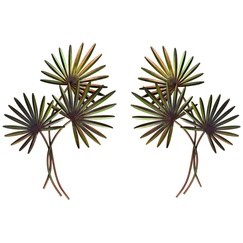 Image 1 Fan Palm 2-Piece 48" High Metal Wall Art Set