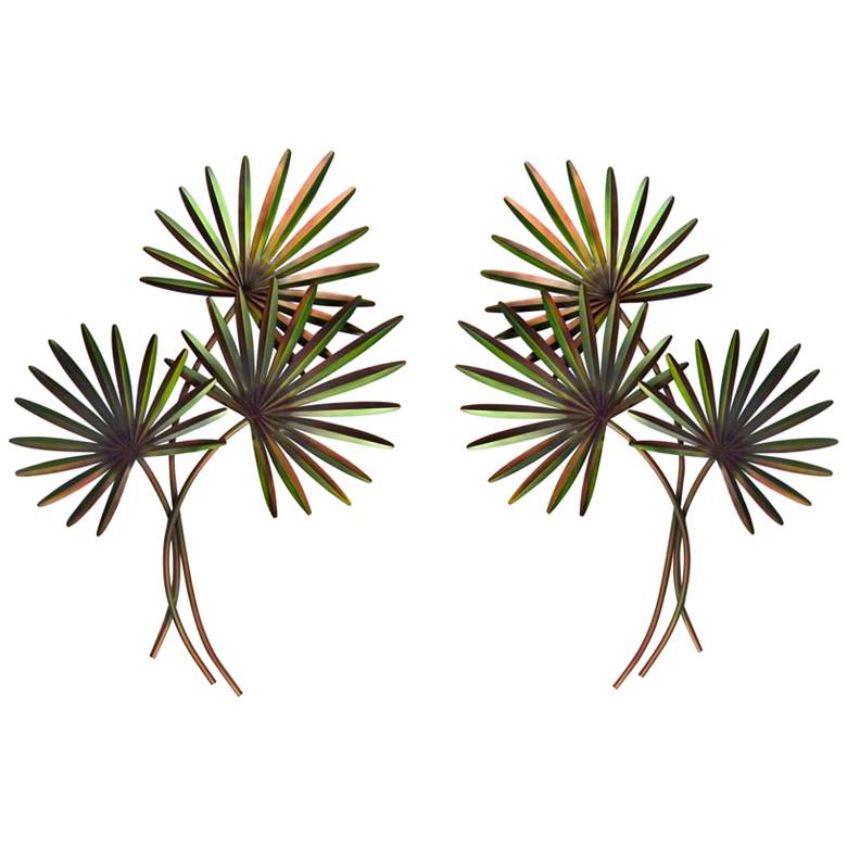 Image 1 Fan Palm 2-Piece 48 inch High Metal Wall Art Set