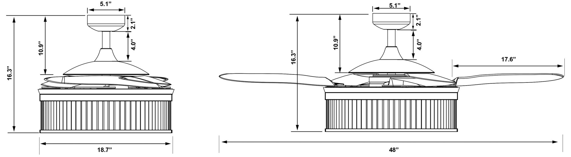 Fanaway Corbelle 48" Chrome Retractable Blade Fan & Light