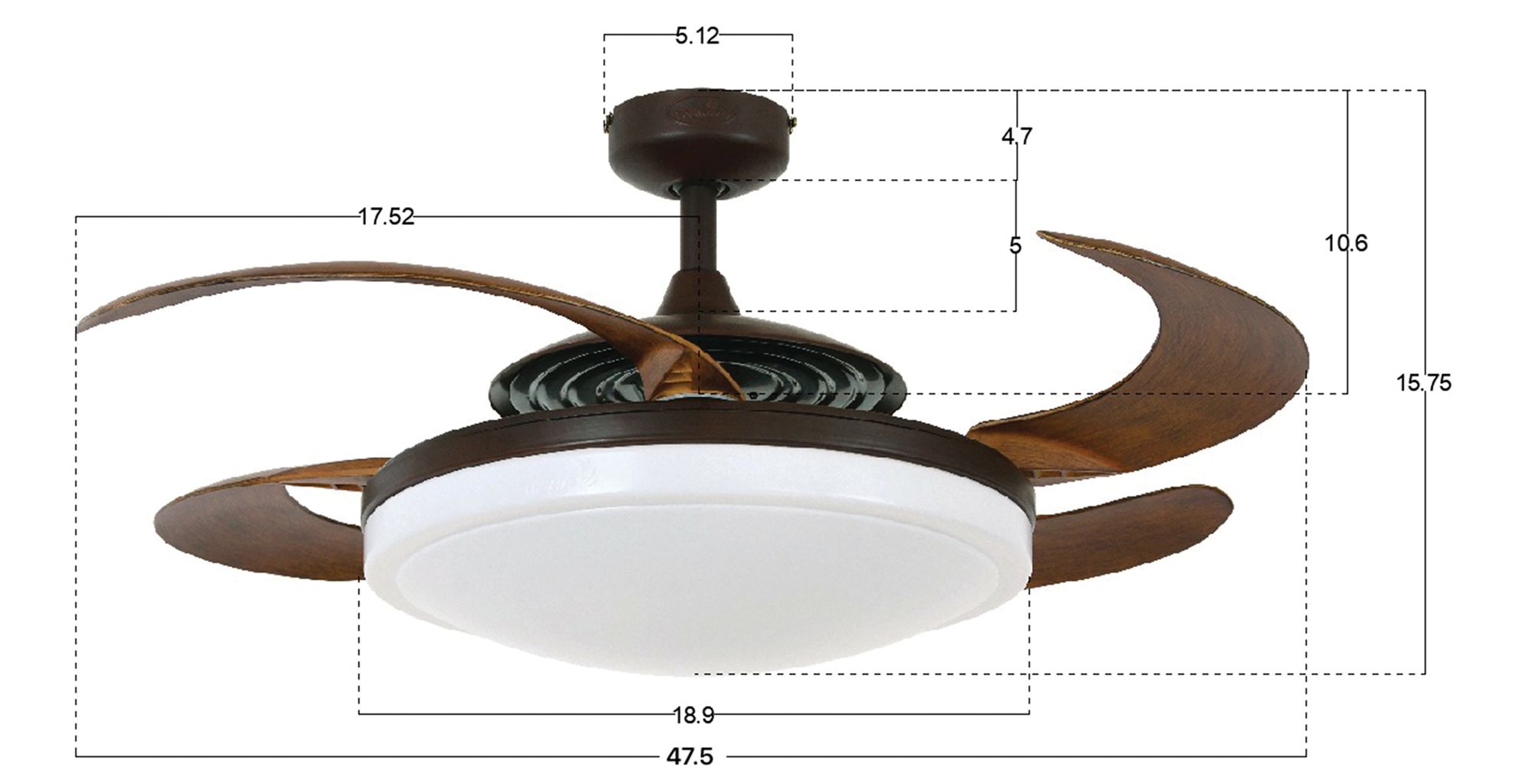 Fanaway Evo2 48" Oil Rubbed Bronze Retractable Blade Fan & Light