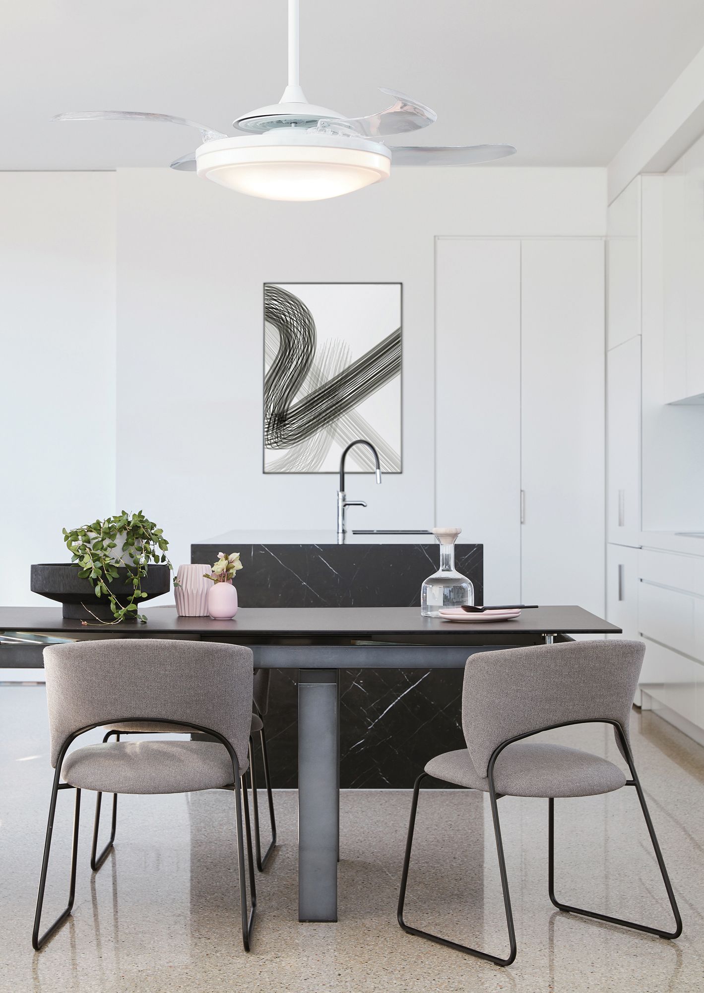 Image 2 Fanaway Evo2 48" White Retractable Blade Fan & Light more views