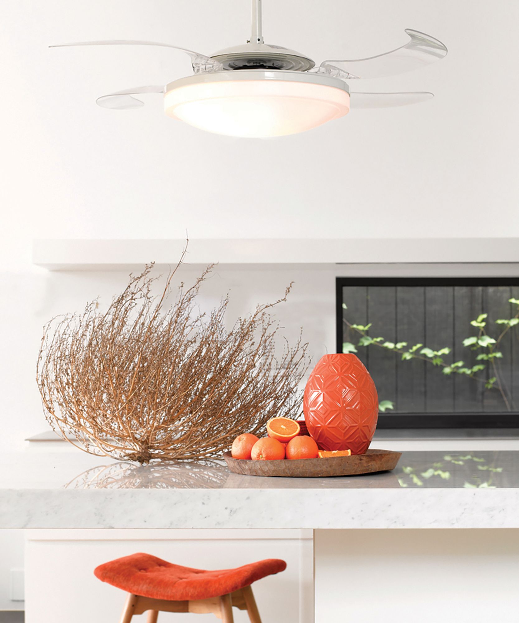 Image 4 Fanaway Evo2 48" White Retractable Blade Fan & Light more views