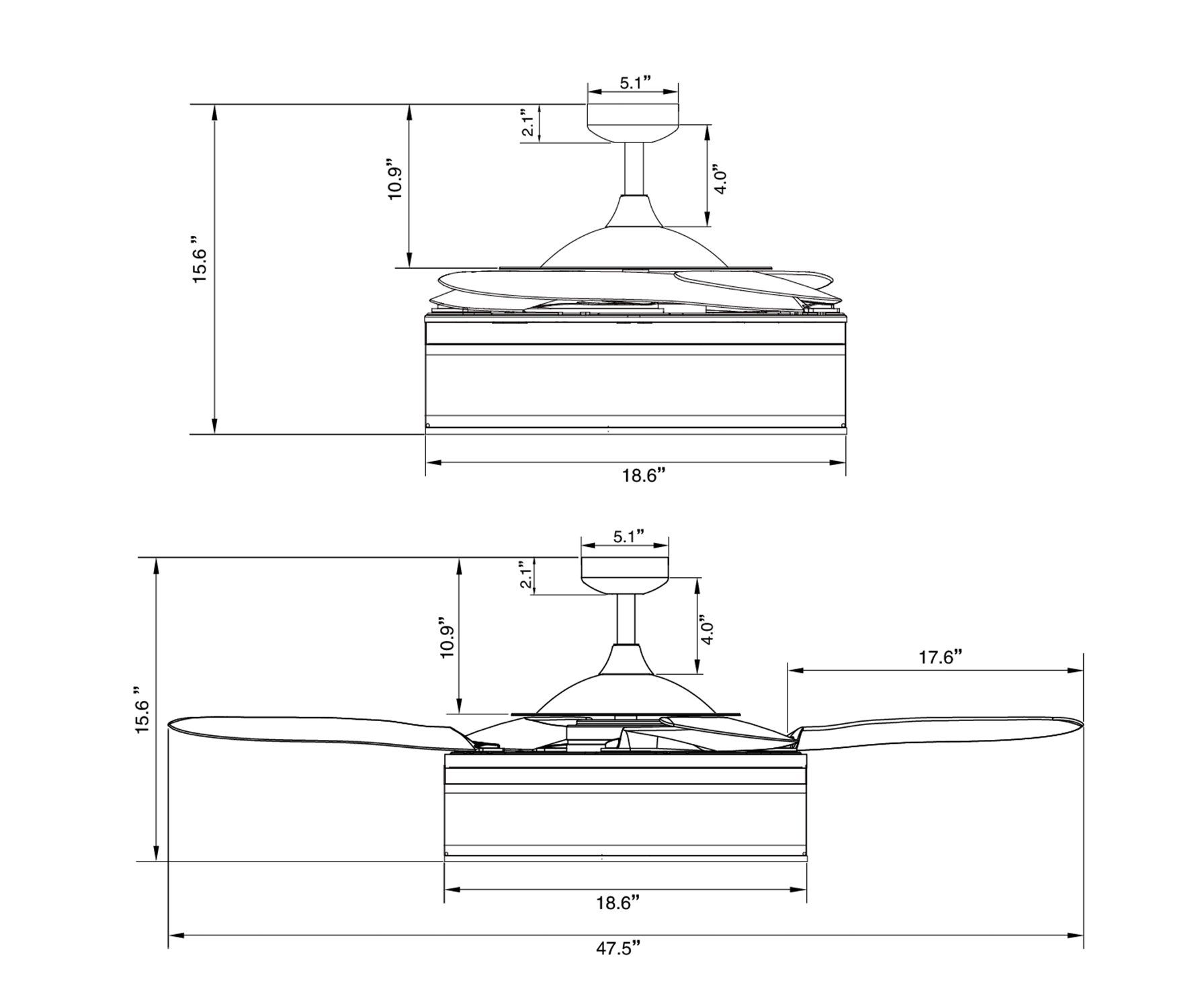 Fanaway Fraser 48" White Retractable Blade Fan & Light