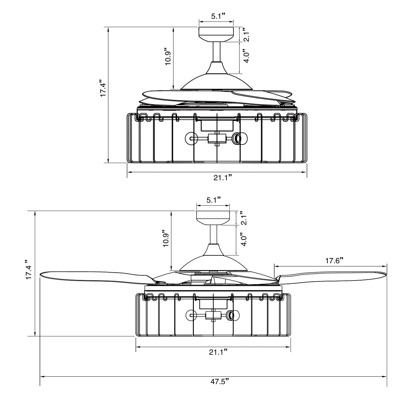 Fanaway Meridian 48" Oil Rubbed Bronze Retractable Blade Fan & Light