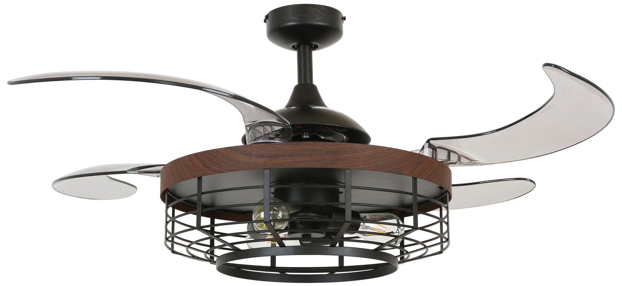 Fanaway Montclair 48" Black/Koa Trim Retractable Blade Fan & Light