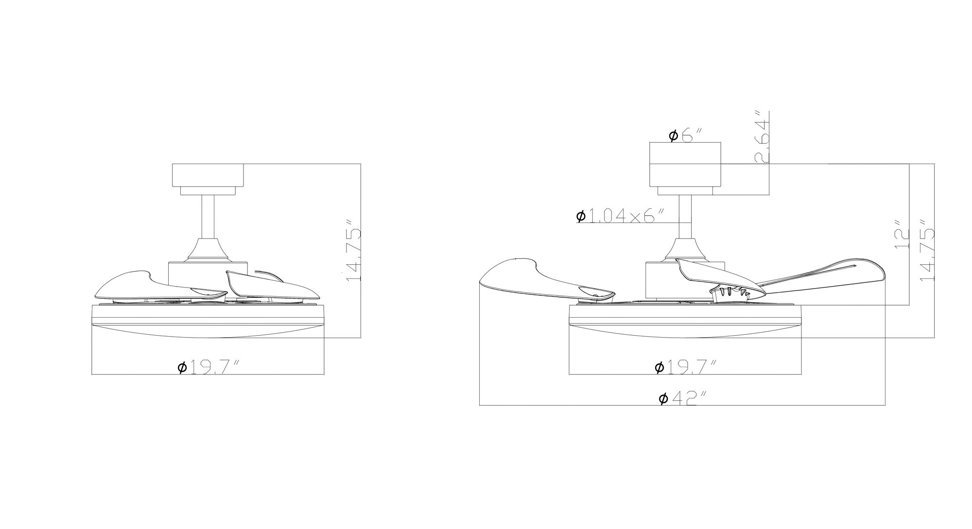 Fanaway Stroll 42" White Retractable Blade Fan & Light