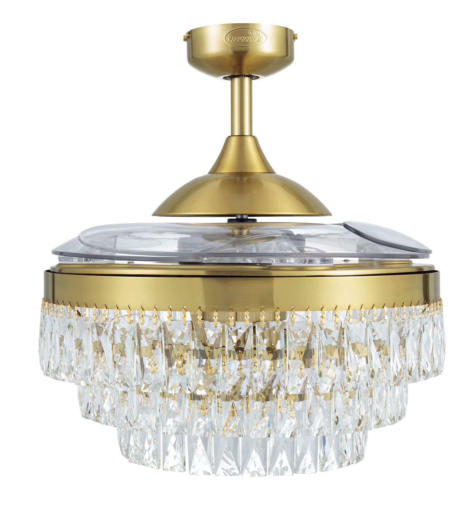 Fanaway Veil 48" Gold Retractable Blade Fan & Light