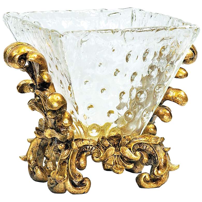 Image 1 Fanciful Knob Gold and Glass Bowl