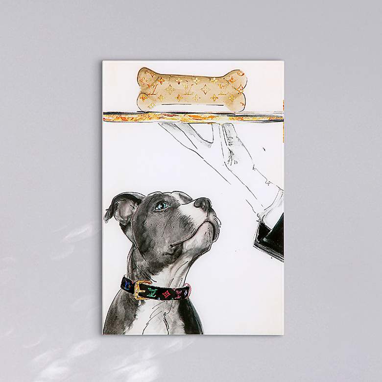 Image 1 Fancy Bones 25 1/2" High Free Floating Glass Dog Graphic Wall Art