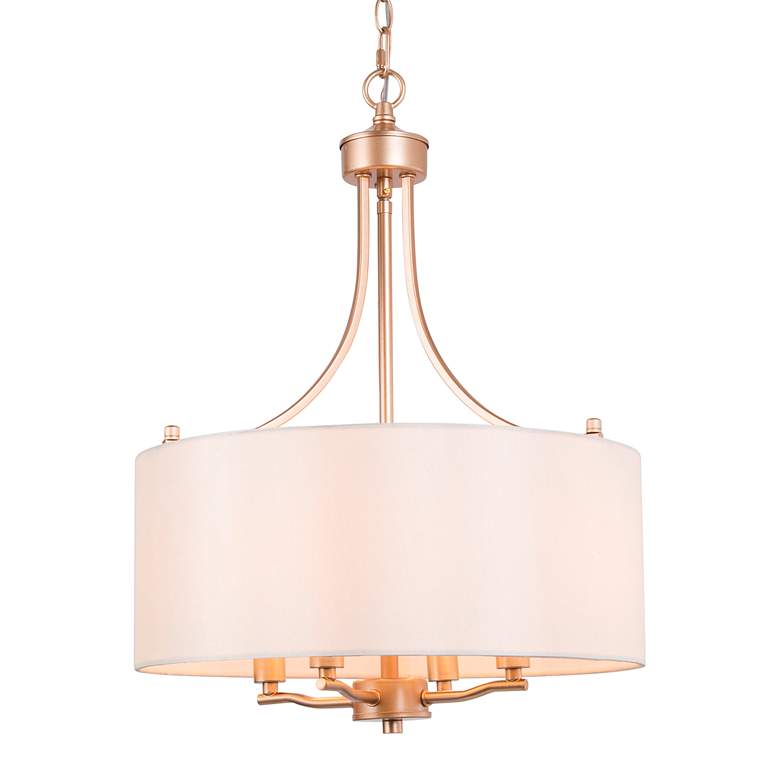 Image 2 Fanes 16" Wide Gold 4-Light Drum Shade Chandelier