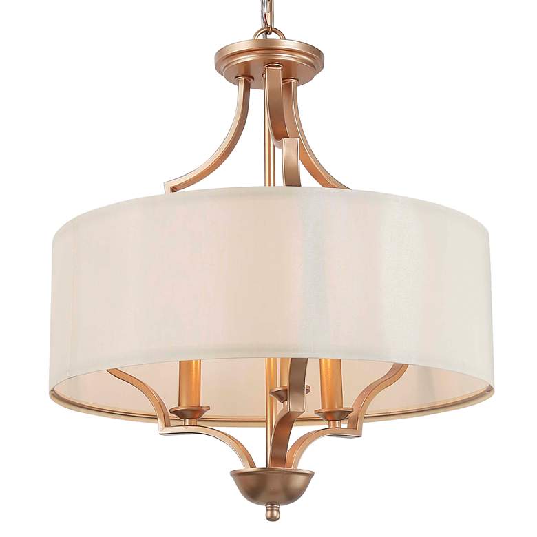 Image 2 Fanes 17" Wide 3-Light Gold and White Drum Shade Chandelier