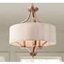 Fanes 17" Wide 3-Light Gold and White Drum Shade Chandelier